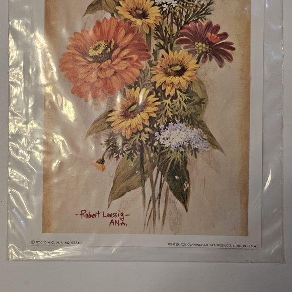 VTG 1966 Art Treasures Print by Robert Laessig - ANA 13" x 5" Framing Decoupage - Picture 7 of 7